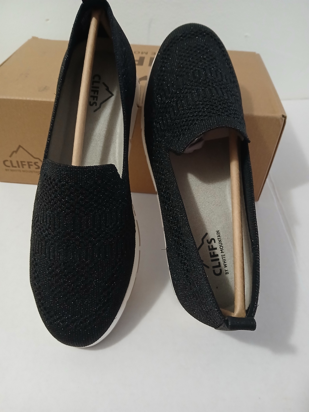 White Mountain Black Knit Slip-On Flats with White Sole Various Sizes $36 - Picture 11 of 12